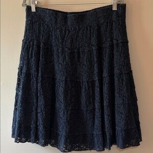 Roz & Ali Navy Lace A-Line Skirt Size 1X